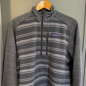 Patagonia Better Sweater Men’s Gray Striped Half-Zip Fleece Pullover